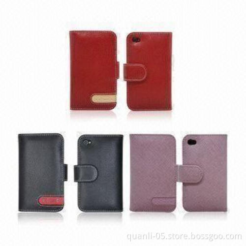 Case for iPhone 4G, Made of Leather, PC, and Rubber
